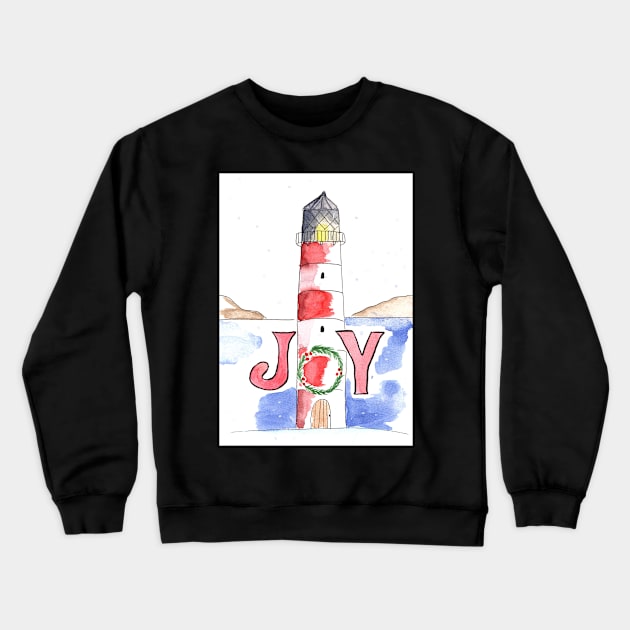 Whimsical Lighthouse at Christmastime Crewneck Sweatshirt by Sandraartist